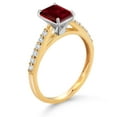 thumbnail image 3 of Gem Stone King 1.98 Cttw Red Garnet and White Lab Grown Diamond 10K Yellow and White Gold Engagement Ring for Women | Gemstone Birthstone | Emerald Cut 7X5MM (Size 9), 3 of 4