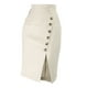 thumbnail image 3 of INSPIRE CHIC Falda de tubo corta vintage con cinturón y abertura con botones decorativos para mujer Beige XS, 3 of 6
