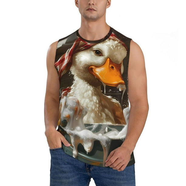 Fotbe Cartoon Scottish Duck Men's Camiseta sin Mangas Estampada para Hombres, Playera Casual para Gimnasio, Entrenamiento, Playa-Medium