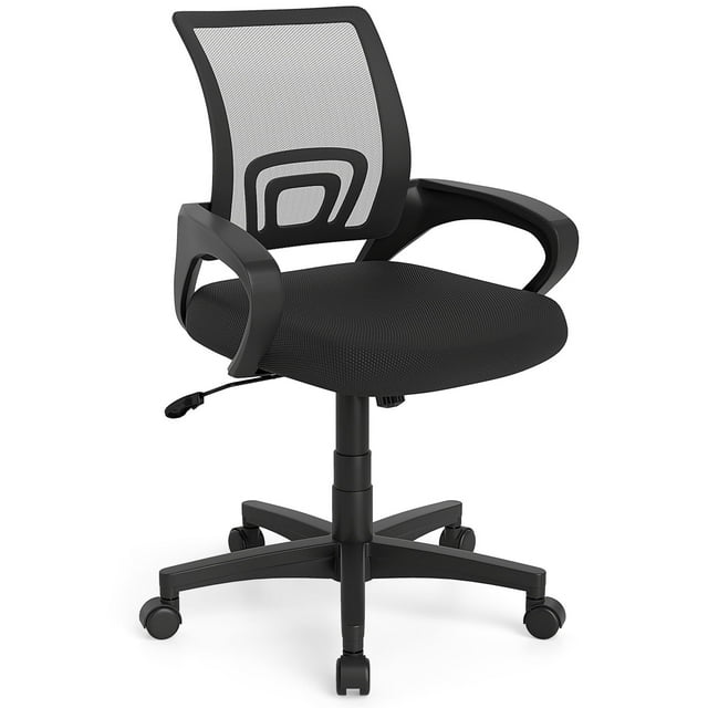 Gymax Mesh Office Chair Ergonomic Computer Desk Chair w/Lumbar Support Armrests Black