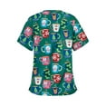 thumbnail image 2 of xiaxaixu Femmes Noël Col en V Manches Courtes Hauts Blouses d'Uniforme de Travail pour Infirmières, 2 of 3