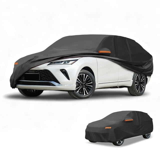 Funda para auto impermeable para todo clima, protección exterior completa contra el sol y la lluvia, con tiras reflectantes, negra para Toyota Venza