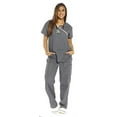 thumbnail image 3 of Just Love Women's Scrub Sets / Medical Scrubs (Mock Wrap) (3X, Gray with Pink Trim), 3 of 3