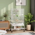 thumbnail image 2 of PawHut Bird Cage with Rolling Stand, Toys, for Budgies Canaries White, 2 of 10