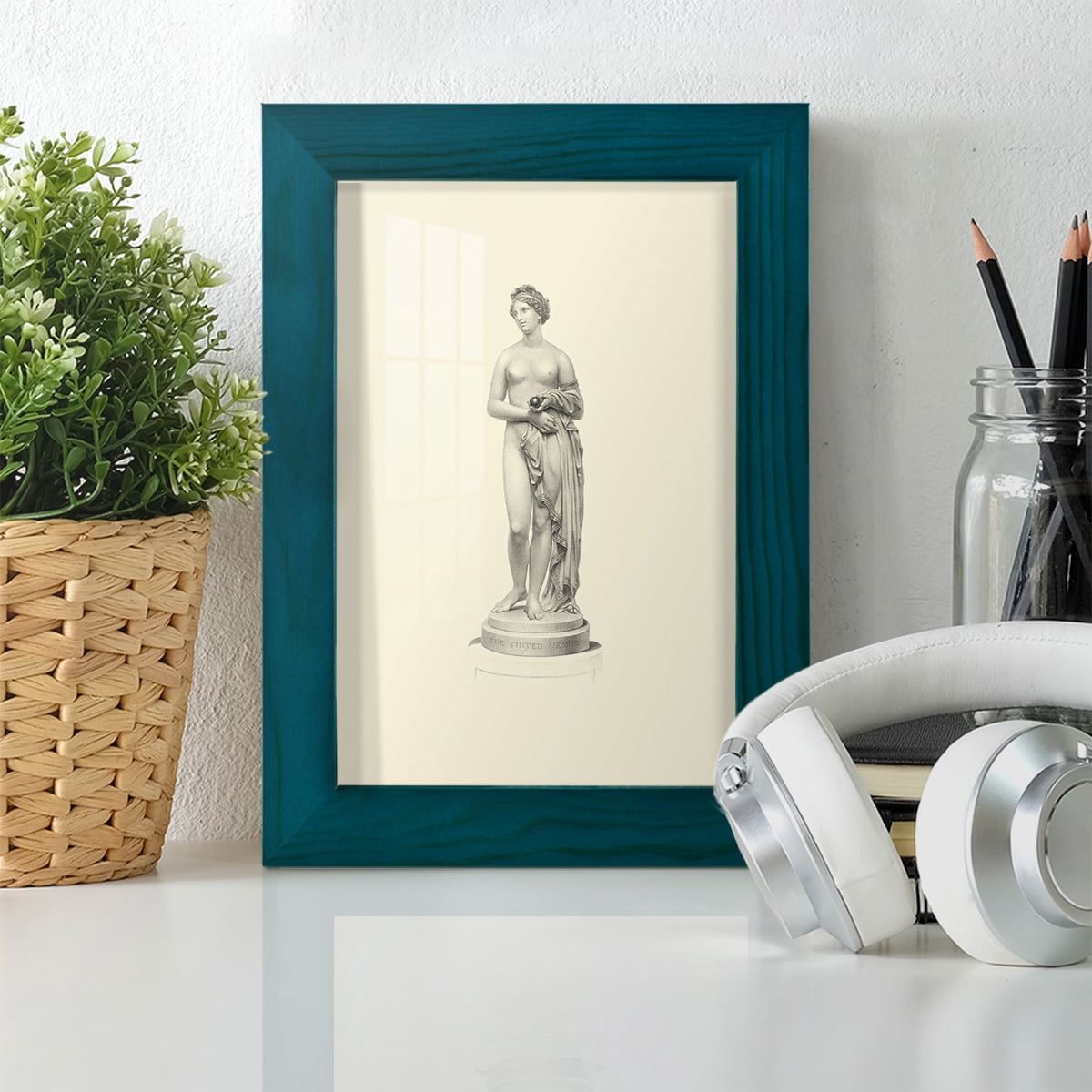 Classical Statuary I -Framed Print w/glass-Ocean Blue