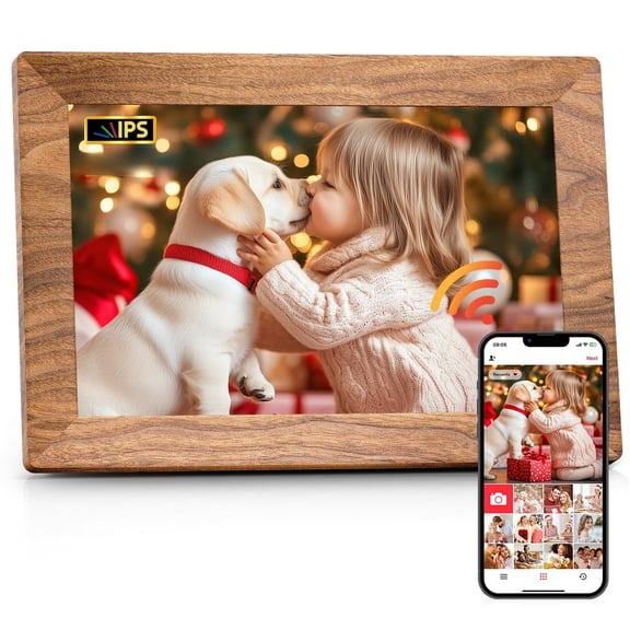 WiFi Digital Picture Frame, Smart Cloud Electronic Photo Frame with Screen Slideshow Memory Auto-Rotate Wall Mount, Share Photos/Videos from Phone - Gifts for Mom