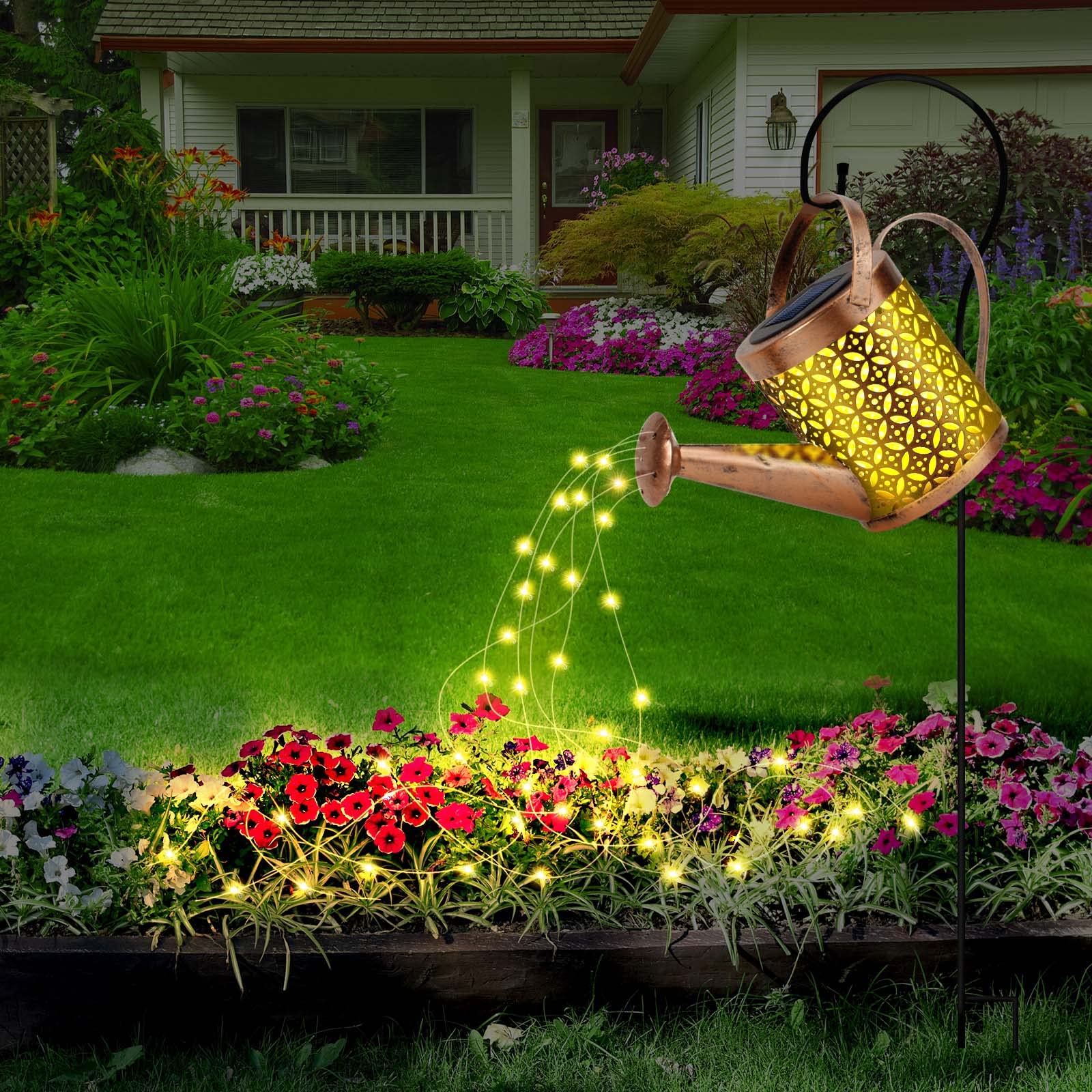 Solar Watering Can with Lights Outdoor, Large Garden Decor Outdoor