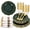 Green, variant on 175PCS Purple Plastic Plates-Disposable Lavender Plates 25guest Baroque Plastic Dinnerware include 50Plates, 25Pack Pre Rolled Napkins with Silverware 25Cups for Galentines Day&Easter Day