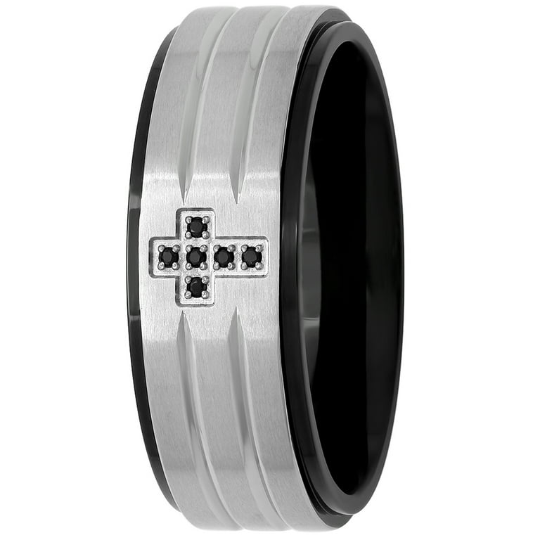 Stainless Steel Black Diamond 8mm Band Stainless Steel Black Diamond 8mm Band