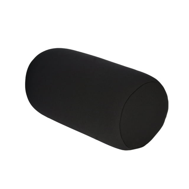 Viccilley Micro Mini Microbead Back Cushion Roll Cylinder Bolster Pillow with Removable Washable Cover Travel Home Sleep(black)