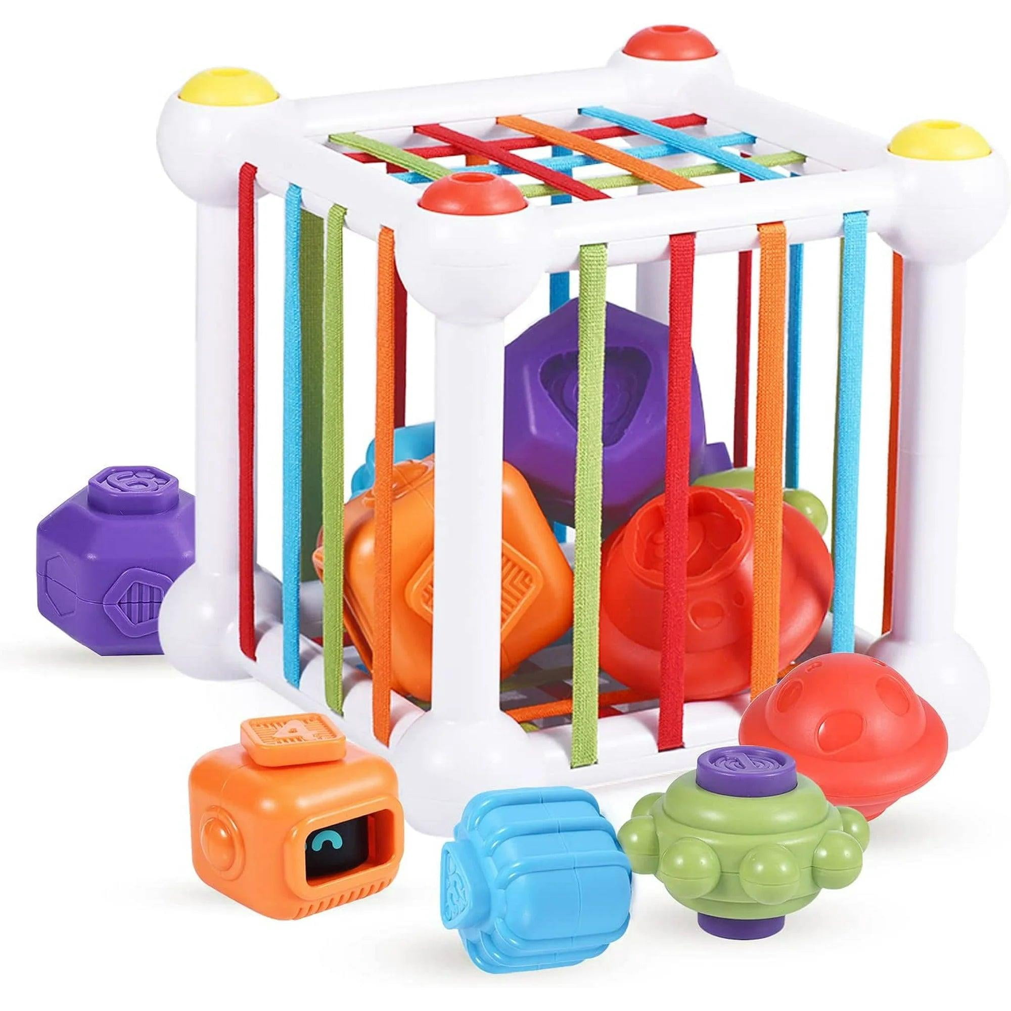 BPA Free Silicone Made Baby Shape Sorter Travel Sensory Toys for 1-3 Age Kids Motor Skills Hand-Eye Coordination