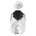 thumbnail image 4 of iiniim Boys Show Outfit Sequin Vest Hat Set For Dance Party Themed Celebration Gear Performance Top Silver 6, 4 of 7