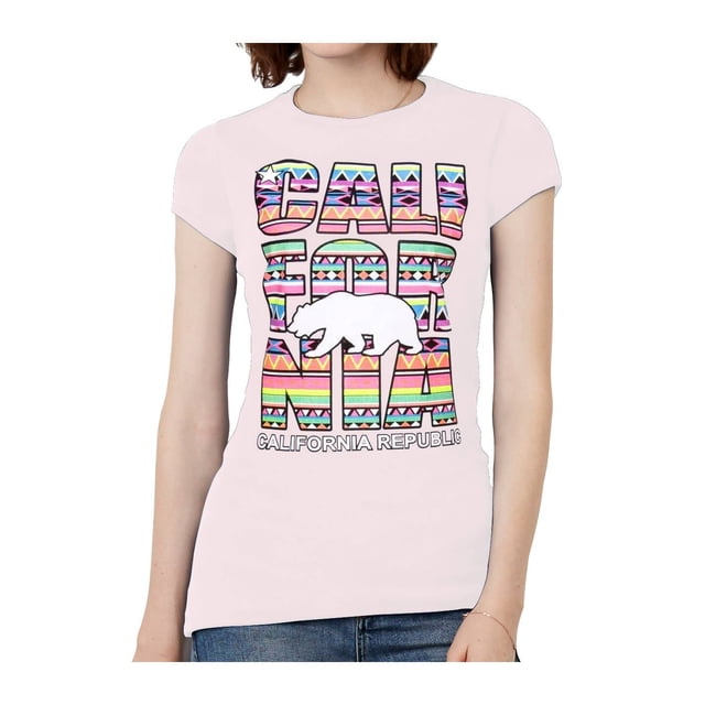 T-Shirt Tribal à Manches Courtes pour Femmes de la République de Californie - Rose Pâle - Petit