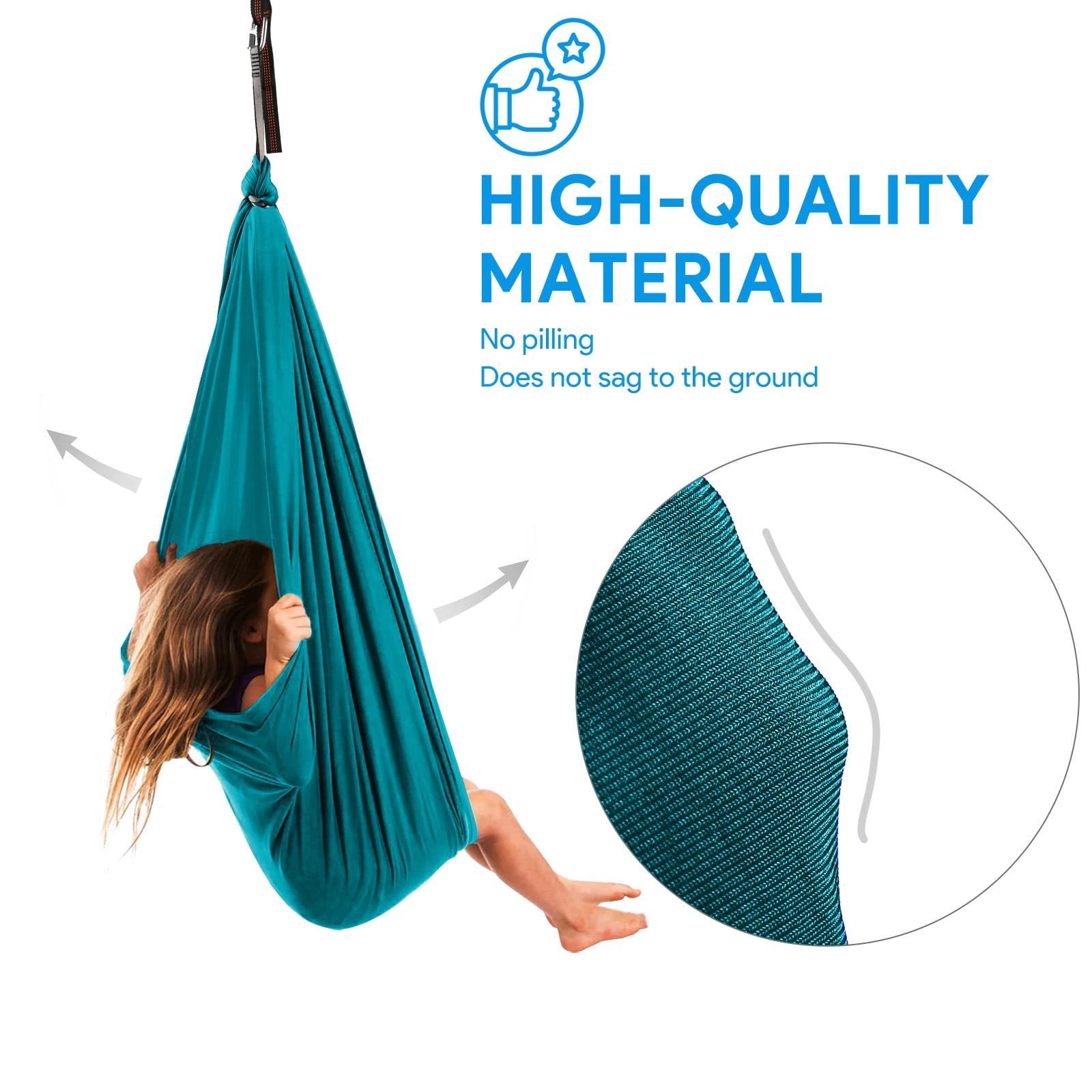 Sensory Swing for Kids Therapy Swing Hammock Indoor Outdoor, Hardware Included, Soft Breathable Nylon Cuddle Swing Joy Hammock for Child Adult with Autism, ADHD, Aspergers, Sensory Integration,Green
