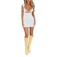 thumbnail image 3 of Coduop Women's Sexy O-Neck Short/Long Sleeve Backless Mini Bodycon Dress, 3 of 8