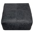 thumbnail image 4 of Java Pouf 22" Upholstered in Genuine Leather in Antique Black Contrast Stitching, 4 of 6