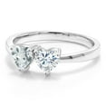 thumbnail image 2 of Gem Stone King 925 Sterling Silver Ring Heart Shape Sky Blue Aquamarine and Moissanite (0.84 Cttw, Size 9), 2 of 6
