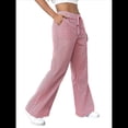 thumbnail image 1 of Pantalones de Salón A Rayas de Pierna para Mujer, Cintura Elástica y Bolsillos Rojo XXL, 1 of 8