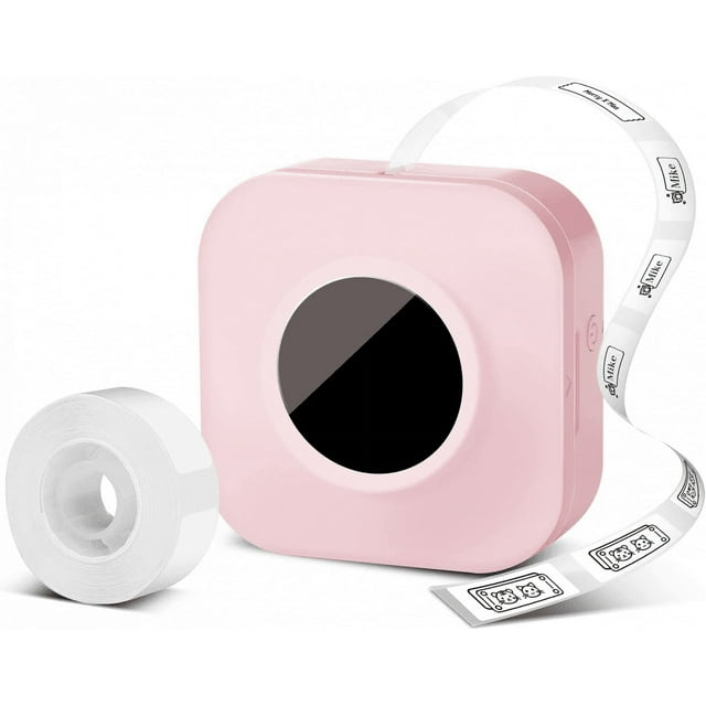 Label Maker Machine with Tape, Bluetooth Mini Label Printer for Labeling, Small Printer for Smartphone, Office Supplies Ideal Pink