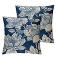 thumbnail image 2 of Nawypu  Floral Lotus Blue Flower 2pcs Pillow Cover,Flower Floral Lotus Blue Pattern Chinese Blossom Lily Cushion Throw Pillow Covers Outdoor Sofa Couch Pillowcase White, 2 of 6