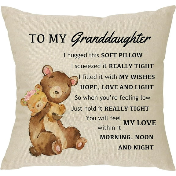 to My Granddaughter Throw Pillow Cover Gift,Funny Granddaughter Pillow Cover for Girls Birthday Christmas Granddaughter Gift from Grandparents Cushion Cover 18"x 18"