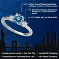 thumbnail image 2 of Gem Stone King 14K White Gold Persian Blue Moissanite and White Moissanite Engagement Ring for Women | 1.20 Cttw | Round 6.5MM | Gemstone Birthstone | Size 9, 2 of 6