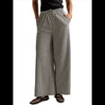 thumbnail image 1 of Pantalones Palazzo de Pierna para Mujer, Cintura Alta, con Cordón, Informales, Holgados, con Bolsillos, para Verano y Otoño. Negro M, 1 of 9