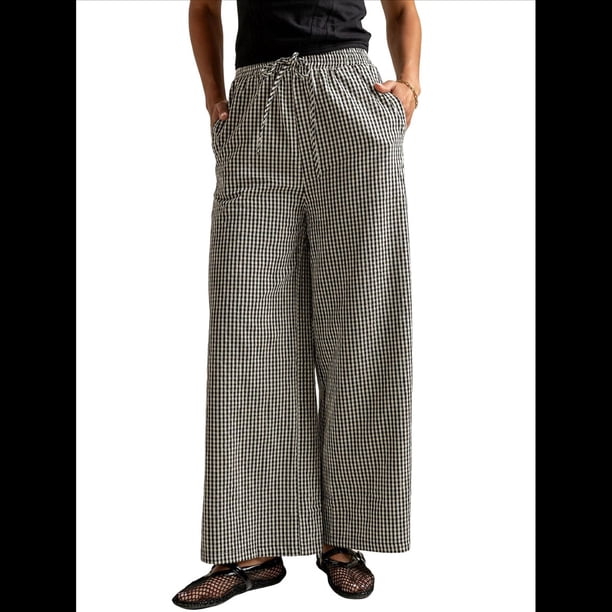 Pantalones Palazzo de Pierna para Mujer, Cintura Alta, con Cordón, Informales, Holgados, con Bolsillos, para Verano y Otoño. Negro XXL