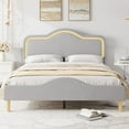 thumbnail image 1 of Yiwa Kids Velvet Bed Frame with LED Lights, Adjustable LED Headboard & Footboard Princess Platform, Wood Slats Support, No Box Spring Needed, 1 of 9