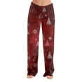thumbnail image 3 of Women's Casual Fashion Christmas Pajama Pants, Long Sleepwear Trousers for Sports and Home Use, Comfortable and Soft Material for Nightwear and Lounging,Deep Red,XL, 3 of 6