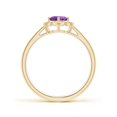 thumbnail image 2 of ANGARA Natural Round Amethyst Cocktail Ring with Floral Diamond Halo in 14K Yellow Gold for Women (Size-5mm) | February Birthstone, Anniversary, Jewelry Gift for Women | Natural Amethyst Ring, 2 of 10