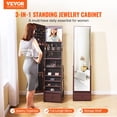 thumbnail image 2 of VEVOR Mirror Jewelry Cabinet 360° Swivel Standing Mirror with Storage Brown, 2 of 9