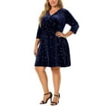 thumbnail image 1 of GRACE & GRANDEUR Women's Plus Size Prom Velvet V Neck A Line Shiny Party Dress, 1 of 6
