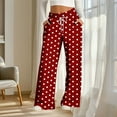 thumbnail image 6 of ClodeEU Women's Polka Dot Drawstring Wide Leg Pants With Pockets,Loose Casual Pant Wine,Womens Plus XXL, 6 of 6