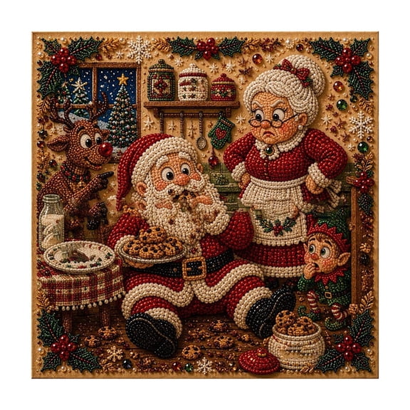 DIY Christmas Pearl Diamond Painting Art Kit with Frame, Christmas Diamond Art Kit for Adults & Beginners with Pearl Beads and Gemstone Dots, 3D Holiday Wall Decor Craft Gift-G