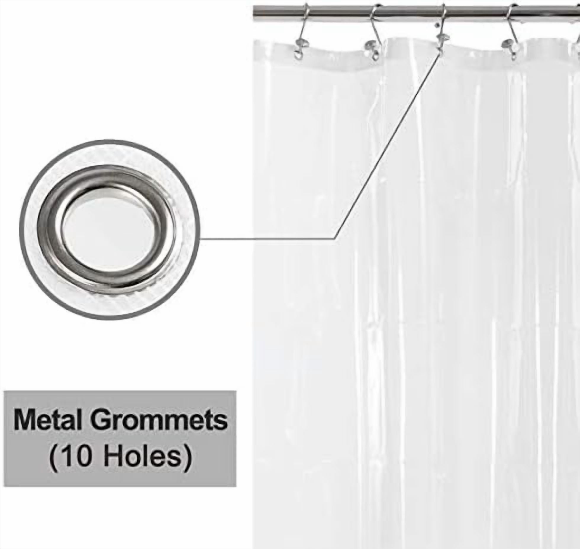 54x78 Inch Stall Shower Curtain/Liner 8G Heavy Duty Clear PEVA, 3 Bottom Magnets, Waterproof, PVC Free, Metal Grommets