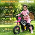 thumbnail image 3 of Ktaxon 24V 250W Dirt Bike, Electric Powered Motorcycle, up to 14 mph, Electric Ride on with Shock Absorption Suspension for 10+, Pink, 3 of 9