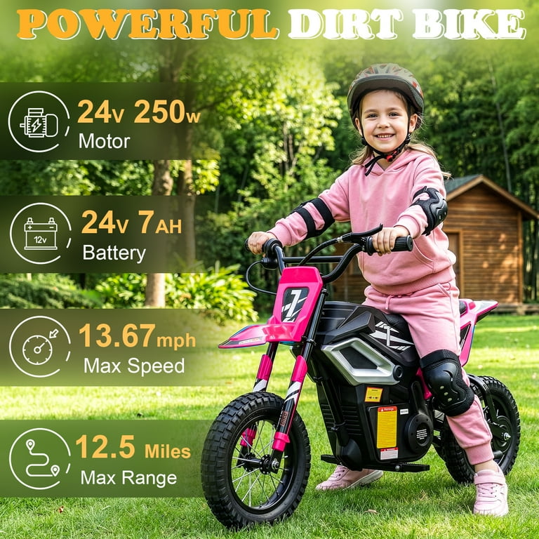 Ktaxon 24V 250W Dirt Bike, Electric Powered Motorcycle, up to 14