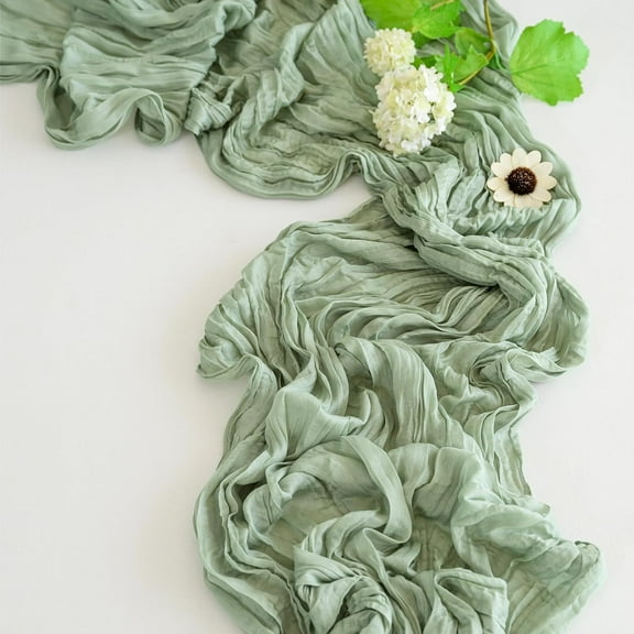 Knubmt Cheesecloth Table Runner Gauze Long Table Runner Modern Table Runner for Wedding Birthday Party, 35" x 70"