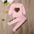 thumbnail image 1 of oddler Girl Clothes Tracksuit Set Pink Long Sleeve Leopard Tops Long Pants, 1 of 4