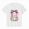 thumbnail image 6 of Towmus Halloween Shirt Women Oversized Sequin Ghost Graphic Tshirt Fall Short Sleeve Tee Tops, 6 of 7