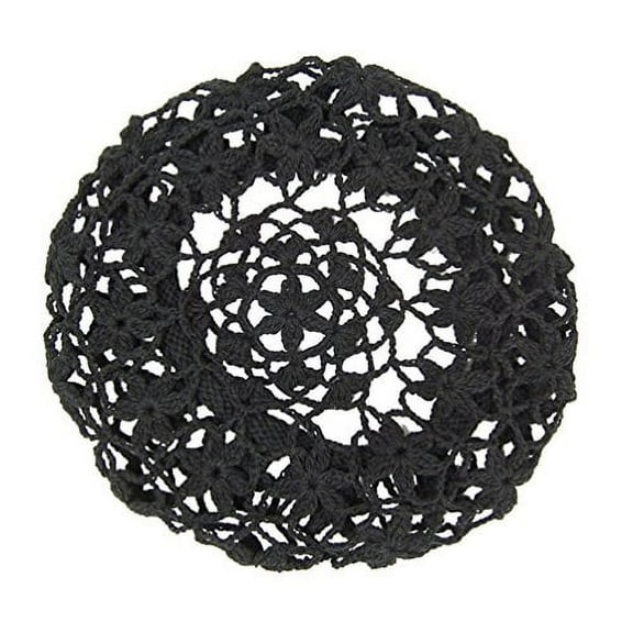 zefen Women's Light Beret Crochet Knitted Style for Spring Summer Fall Black