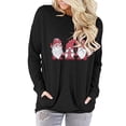 thumbnail image 2 of Pull de Mode pour Femmes Couleur Unie Imprimé de Noël Col Rond, 2 of 4