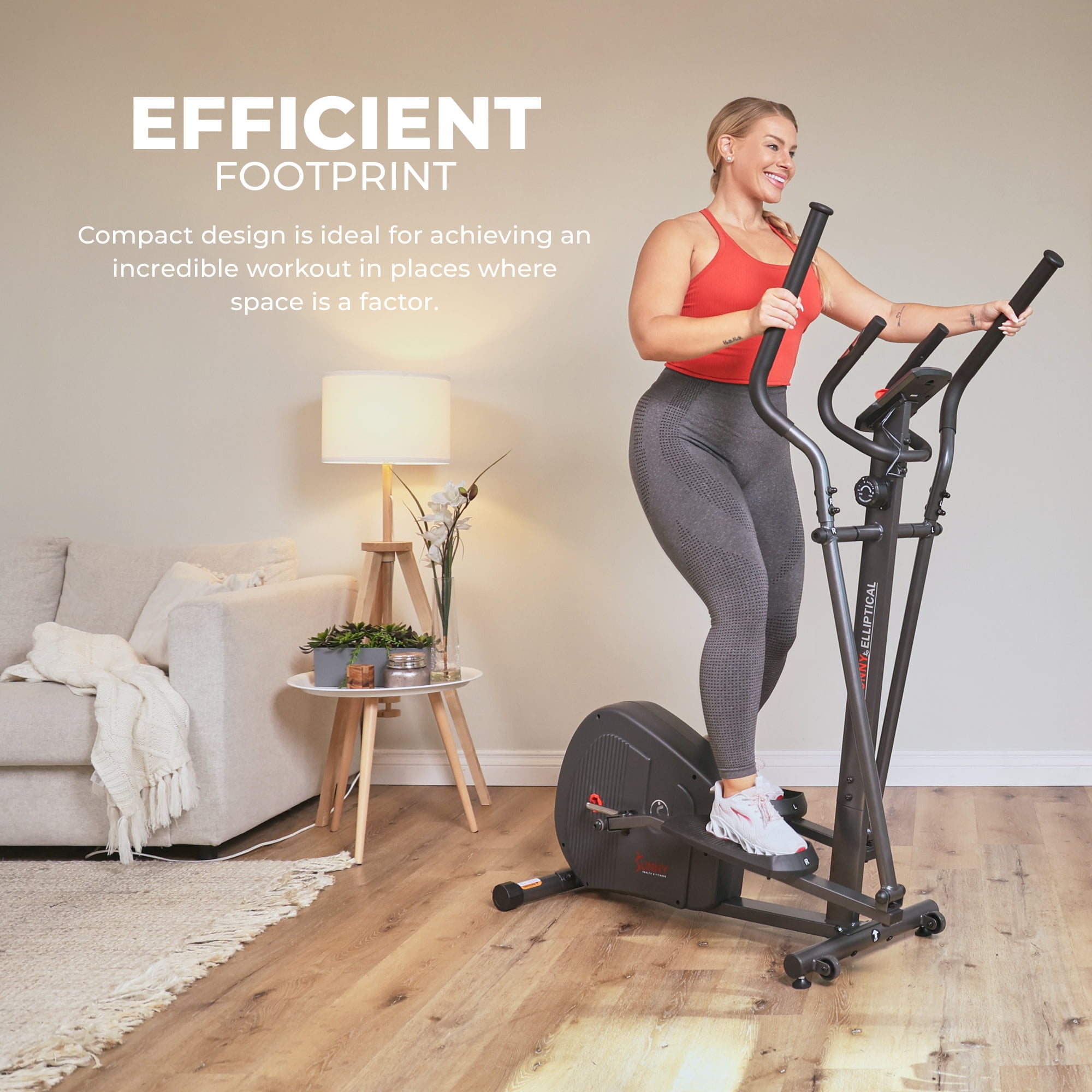 Sunny Health & Fitness Indoor Cardio Elliptical, Endurance Series Smart w Smart Bluetooth & FREE SunnyFit® App – SF-E321003