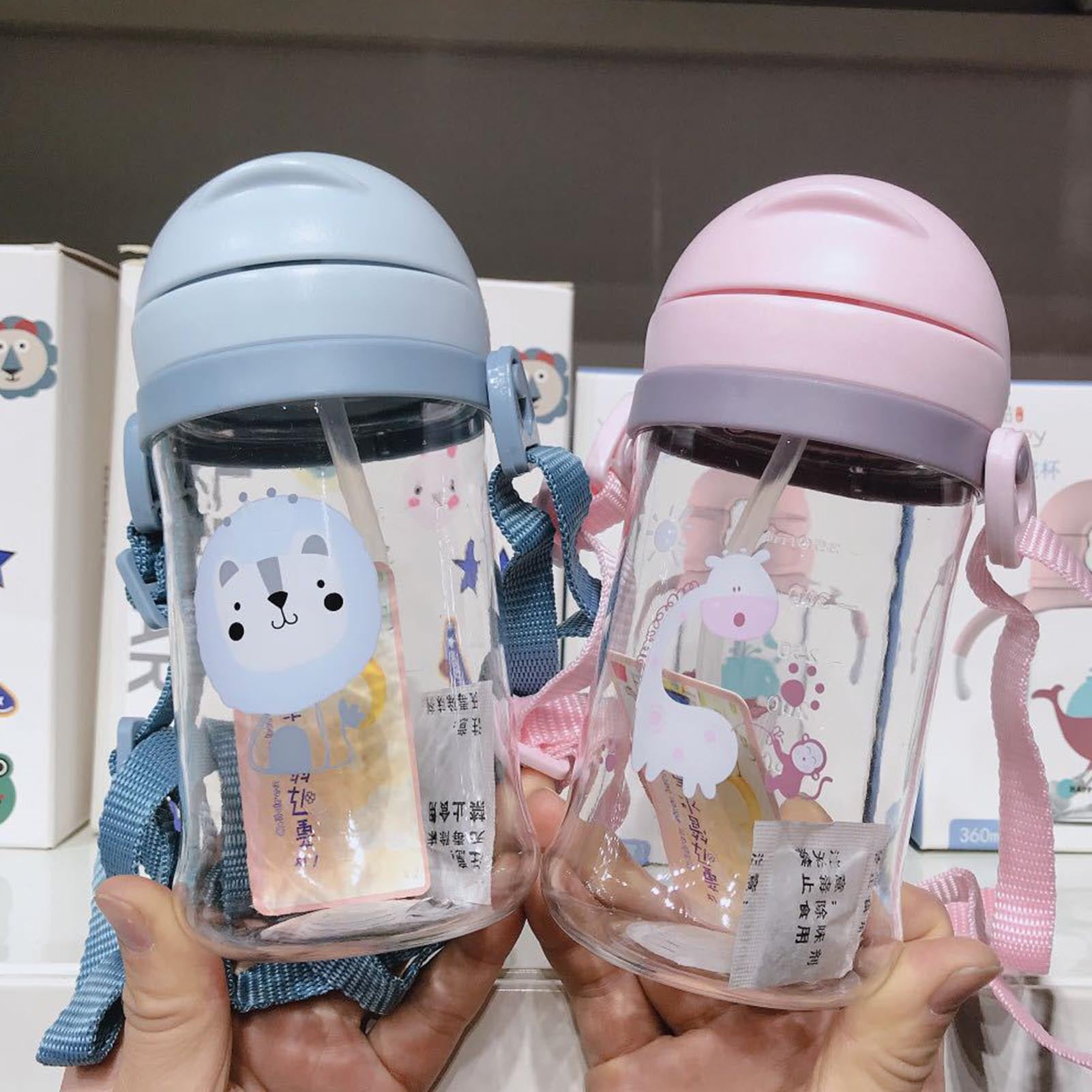 Windfall Weighted Straw Sippy Cup for Baby- Transition Kids, Infant & Toddler Sippy Cup (6 months - 9 months) 250ML Infant Cartoon Drinking Handle Bottle Water Straw Cup with Gravity Ball