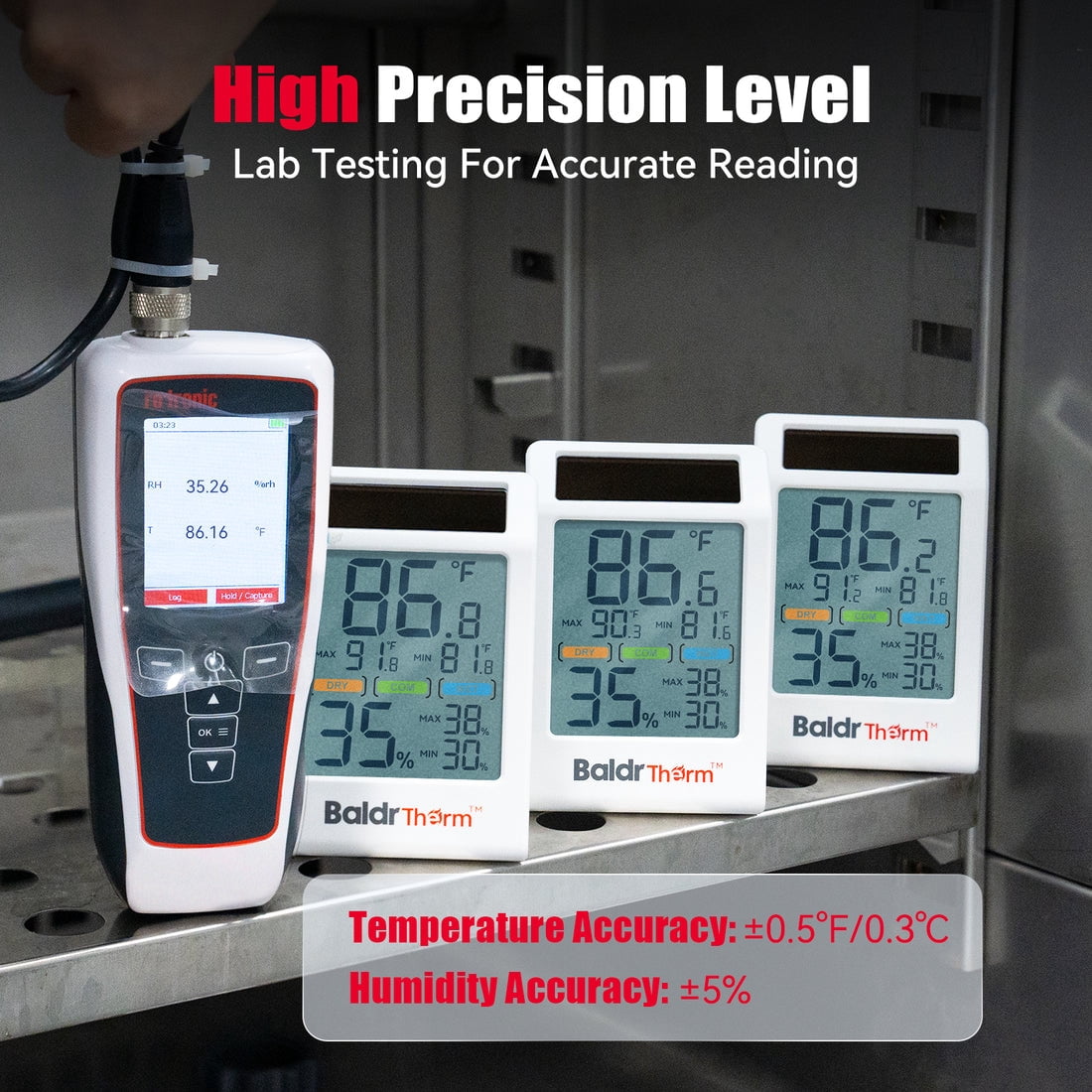 BaldrTherm Digital Thermometer and Hygrometer - 3.2" Display (3-Pack)
