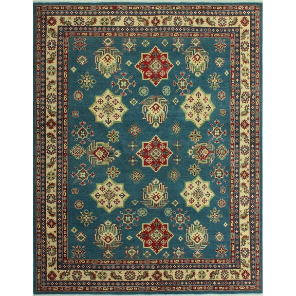 Kazak Fox Blue/Ivory Rug, 8'1" x 9'11"