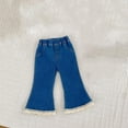 thumbnail image 6 of Baby Girls Flare Jeans Elastic Waist Denim Pants Infant Lace Trim Spring Casual Loose Trousers Girl's Fashion Clothes, Blue, 2 Years, 6 of 6