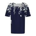 thumbnail image 4 of Yaoyar Pleated Tops for Women Button Square Neck Casual T-Shirts Short Sleeve Floral Print Boho Blouse Ladies, 4 of 5