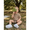 thumbnail image 5 of BemeyourBBs Newborn Baby Boy Shirt Romper Summer Clothes Lapel Neck Short Sleeve Button Down Front Jacquard Bodysuit Jumpsuit One Piece Outfits, 5 of 9